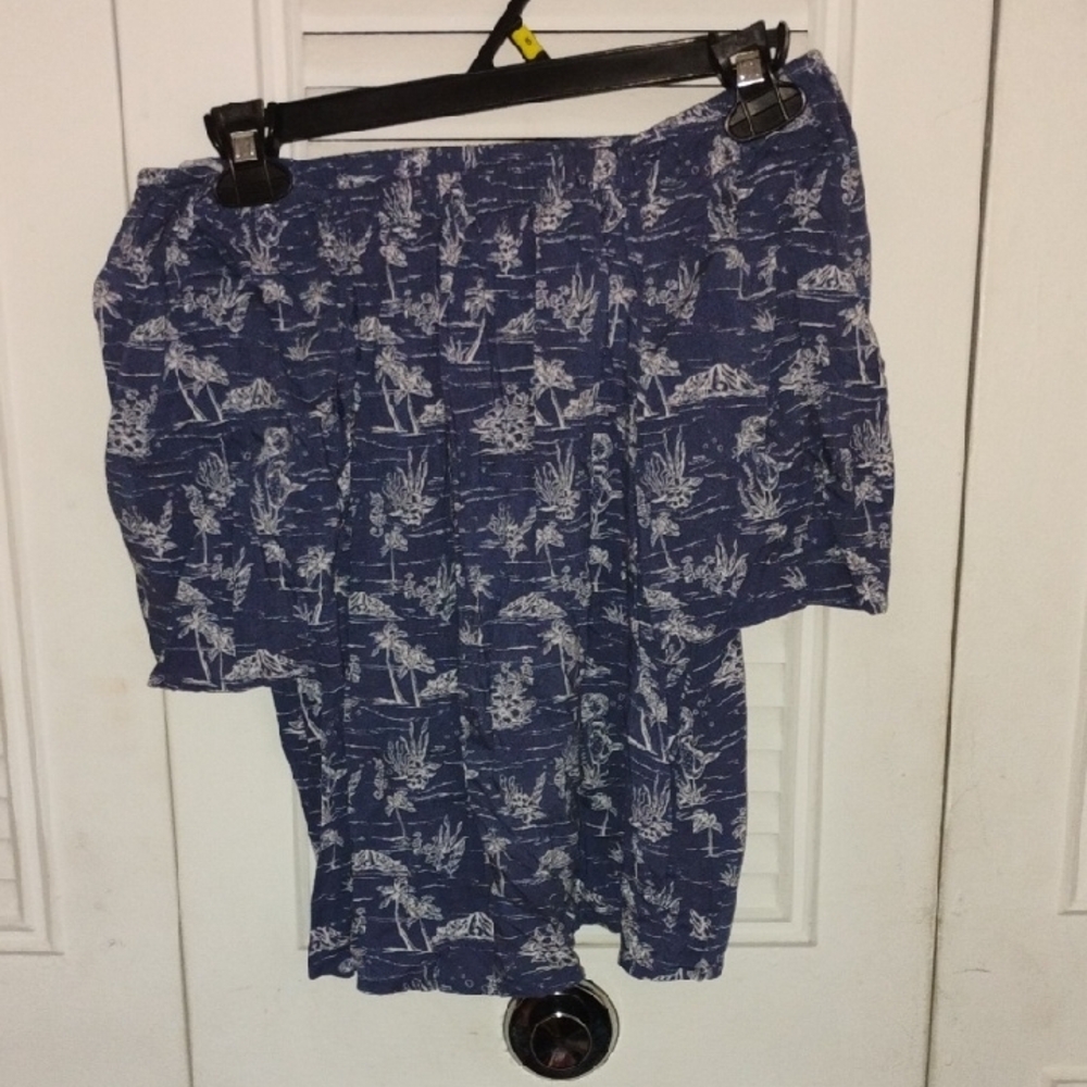 Blue and White Patterned Shorts